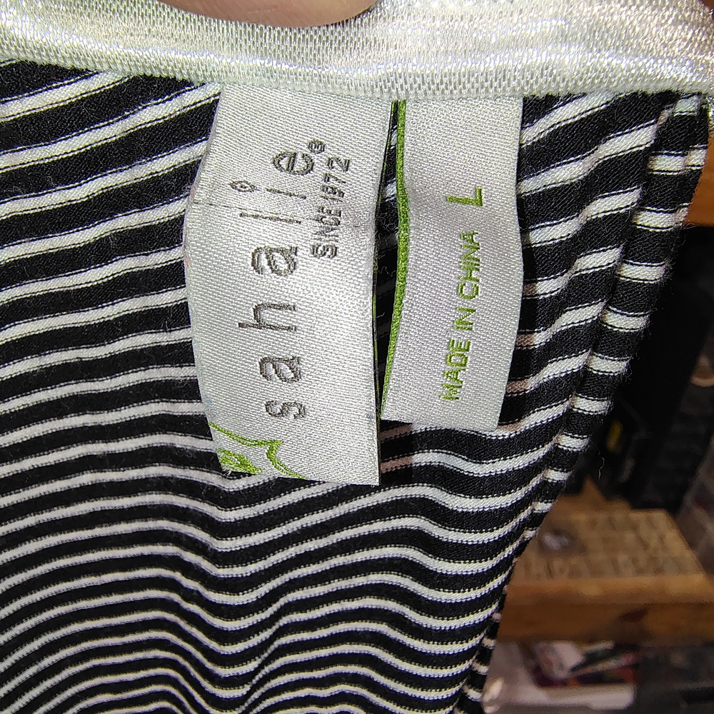 Sahalie Black and White Striped Shirt